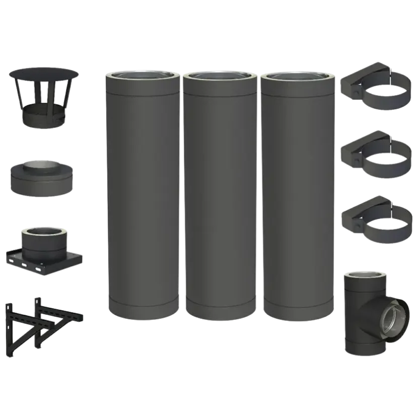 Nerezový izolovaný komín DW BLACK - průměr 130 mm